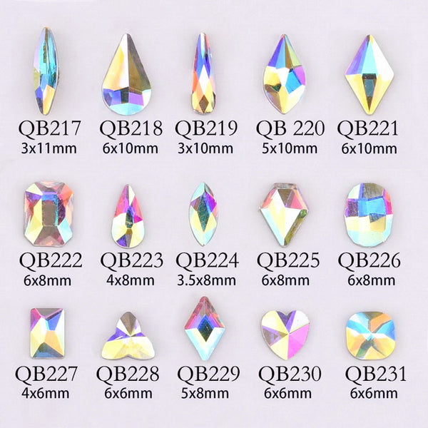 20pcs Crystals Nail Diamond Stone Strass AB Glass Rhinestones For 3D Nails Art Decorations Supplies Jewelry QB217-246A