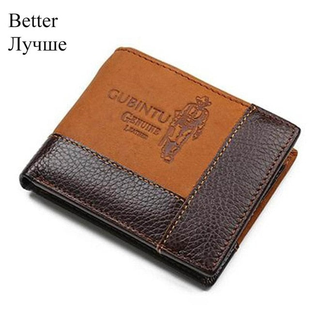 GUBINTU Genuine Leather Men Wallets Coin Pocket Zipper Real Men's Leather Wallet with Coin High Quality Male Purse cartera