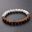 8mm New Natural Wood Beads Bracelets Men Black Ethinc Meditation White Bracelet Women Prayer Jewelry Yoga Bracelet Homme