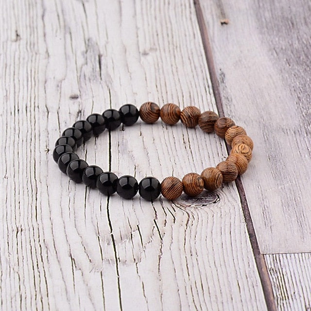 8mm New Natural Wood Beads Bracelets Men Black Ethinc Meditation White Bracelet Women Prayer Jewelry Yoga Bracelet Homme