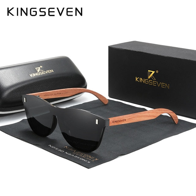 KINGSEVEN Women's Glasses Natural Bubinga Wooden Sunglasses Men Polarized Fashion Sun Glasses Original Wood Oculos de sol