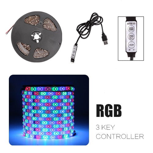 USB LED Strip DC 5V 50CM 1M 2M 3M 4M 5M Mini 3Key 24Key Flexible Light Lamp SMD 2835 Desk Decor Screen TV Background Lighting