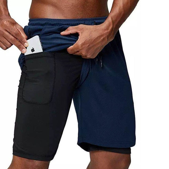 2020 Running Shorts Men Fitness Gym Training Sports Shorts Quick Dry Workout Gym Sport Jogging Double Deck Summer Men Shorts