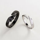 OBEAR 100%  925 Sterling Silver Angel And Devil Couple Rings Wing Feather Opening Rings for Women Men Lovers Party Jewelry