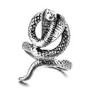 Retro Punk Snake Ring for Men Women Exaggerated Antique Siver Color Opening Adjustable Rings Anillo Hombre Bijoux