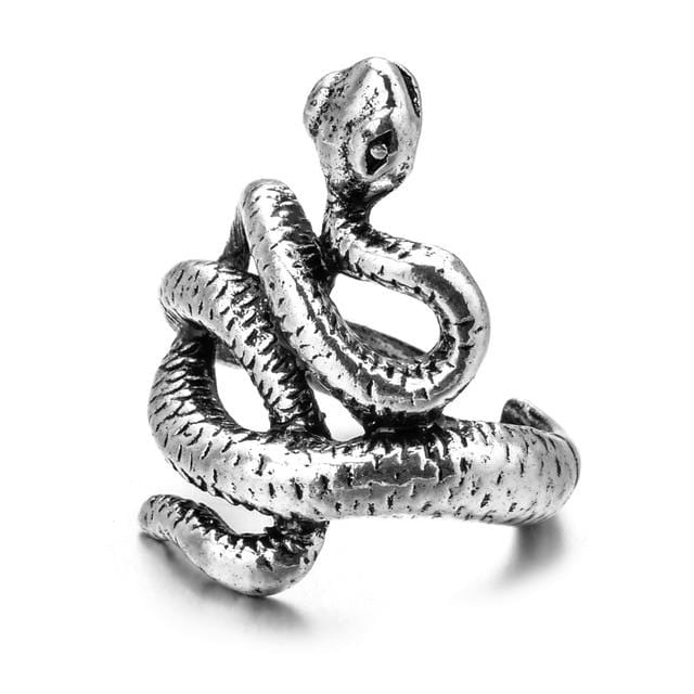 Retro Punk Snake Ring for Men Women Exaggerated Antique Siver Color Op