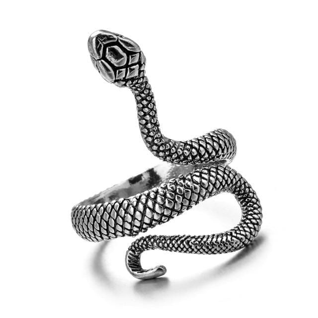 Retro Punk Snake Ring for Men Women Exaggerated Antique Siver Color Opening Adjustable Rings Anillo Hombre Bijoux