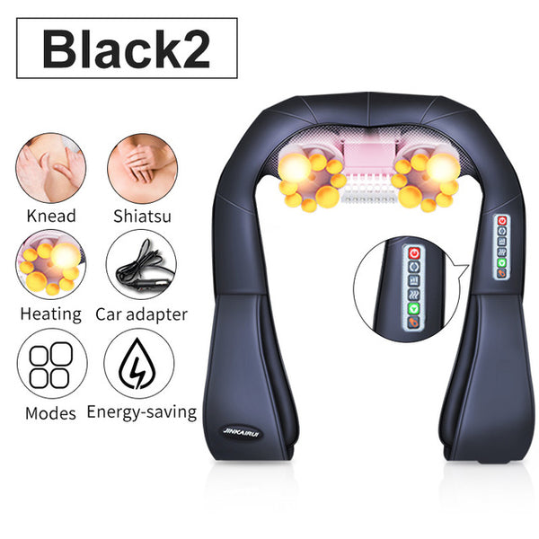 (with Gift Box) JinKaiRui U Shape Electrical Shiatsu Back Neck Shoulder Body Massager Infrared Heated Kneading Car/Home Massage