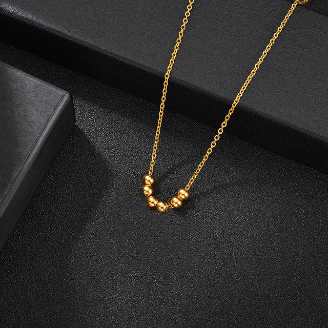 Personalized Stainless Steel Boy Girl Kids Pendant Necklace Women Child Engraved Name Date Beads Necklace Family Jewelry