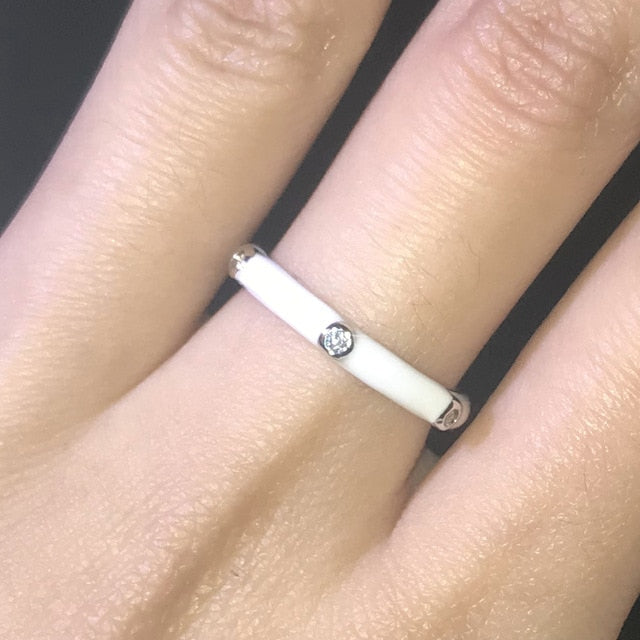 10 Colors Simple Style Enamel Ring Paved With Shiny Cubic Zircon Stone Fashion Wed Engage Ring For Women