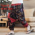 Baggy Cotton Linen Harem Pants Men Hip-hop Women Plus Size Wide Leg Trousers Casual Vintage Long Pants Pantalones Hombre 2021