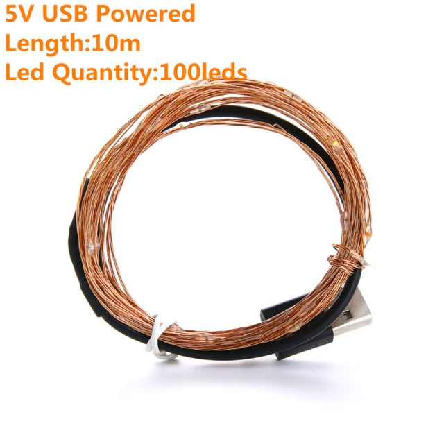 2M 5M10M Strip Light Led String Light Cooper Wire 3AA battery Christmas Light For Garland Holiday Fairy Wedding Party Decoration