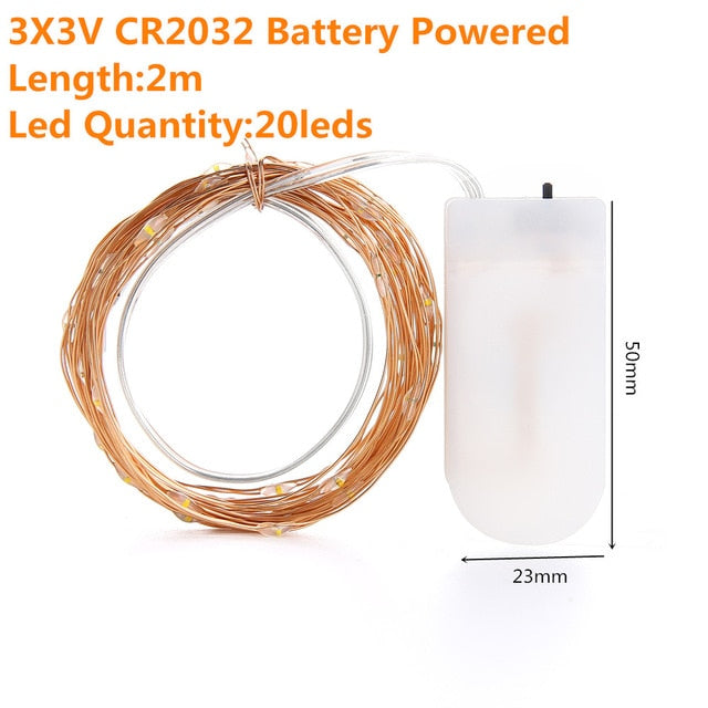 2M 5M10M Strip Light Led String Light Cooper Wire 3AA battery Christmas Light For Garland Holiday Fairy Wedding Party Decoration