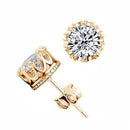 Fashion Jewelry Crown Women Classic Shining Zircon Small Stud Earrings Gold Color Ears Stud For Men Crystal Earrings WE132