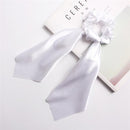 DIY Solid/Floral Print Bow Satin Long Ribbon Ponytail Scarf Hair Tie Scrunchies Women Girls Elastic Hair Bands Hair Accessories