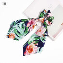 DIY Solid/Floral Print Bow Satin Long Ribbon Ponytail Scarf Hair Tie Scrunchies Women Girls Elastic Hair Bands Hair Accessories