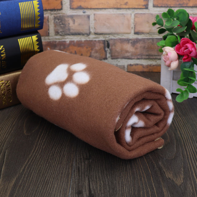 Paw Print Dog Blanket Soft Warm Dog Cat Bed Mat Puppy Dogs Sleeping Blankets Bath Towel For Small Medium Large Dogs Cats Pug