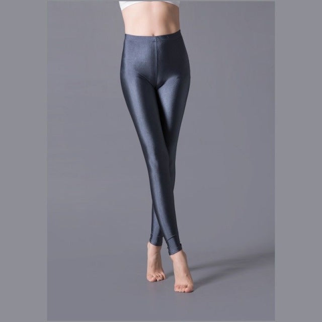 YRRETY Shiny Leggings Women Thin Full Ankle Length Leggings Stretch Pants Basic Leggings Casual Spandex Soft Multicolor Legging