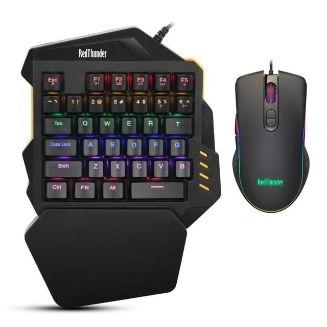 RedThunder One-Handed Mechanical Gaming Keyboard RGB Backlit Portable Mini Gaming Keypad Game Controller for PC PS4 Xbox Gamer