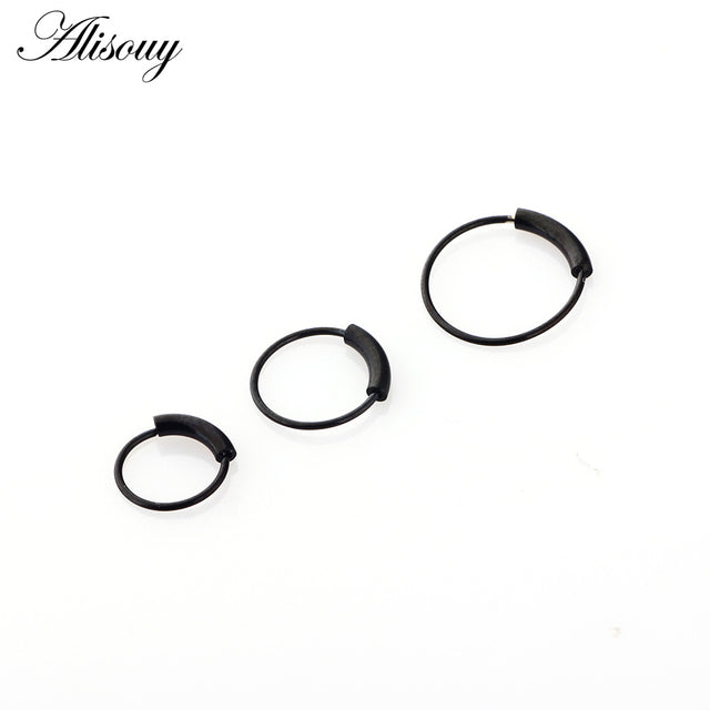 Alisouy 1pc 22g 6/8/10mm Steel Hinged Clicker circle ring Piercing Nose Ring Hoop Lip Ear Ring Body Jewelry Piercing Clip Gift