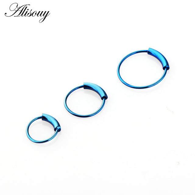 Alisouy 1pc 22g 6/8/10mm Steel Hinged Clicker circle ring Piercing Nose Ring Hoop Lip Ear Ring Body Jewelry Piercing Clip Gift