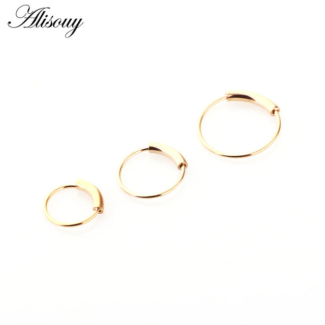 Alisouy 1pc 22g 6/8/10mm Steel Hinged Clicker circle ring Piercing Nose Ring Hoop Lip Ear Ring Body Jewelry Piercing Clip Gift