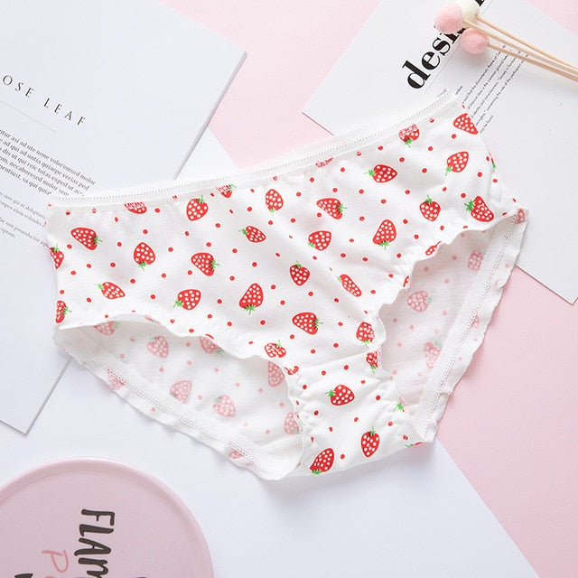 SP&CITY Cute Cartoon Fruit Cotton Girls Underwear Soft Breathable Animal Print Seamless Panties Women Strawberry Briefs Lingerie