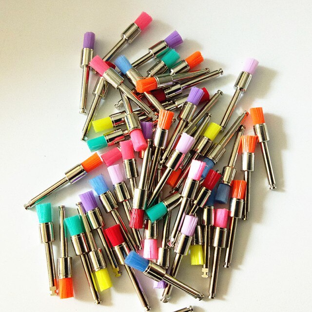 50Pcs Dental Lab Nylon Latch Small Flat Polishing Polisher Prophylaxis Brushes Disposable Dental Care Brush Head