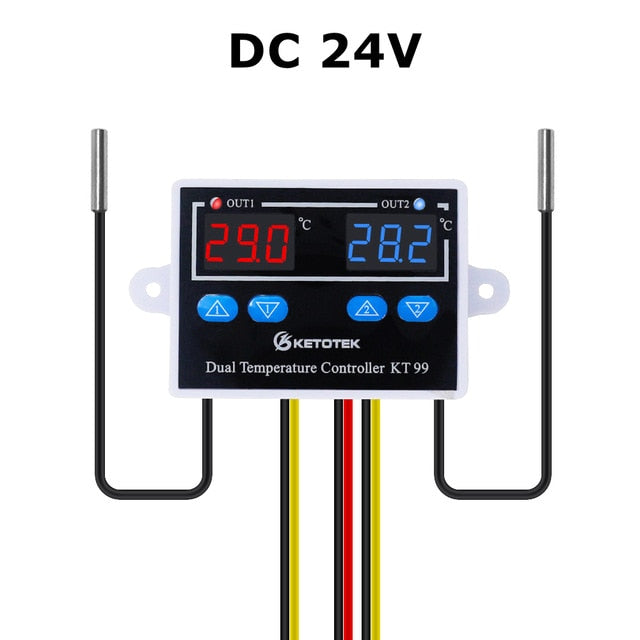 STC-3008 KT99 Dual Digital Temperature Controller Two Relay Output 12V 24V 220V Thermoregulator Thermostat With Heater Cooler