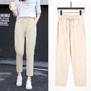 Womens Spring Summer Pants Cotton Linen Solid Elastic waist Candy Colors Harem Trousers Soft high quality for Female ladys S-XXL