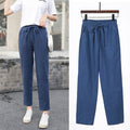 Womens Spring Summer Pants Cotton Linen Solid Elastic waist Candy Colors Harem Trousers Soft high quality for Female ladys S-XXL