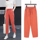 Womens Spring Summer Pants Cotton Linen Solid Elastic waist Candy Colors Harem Trousers Soft high quality for Female ladys S-XXL