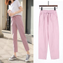Womens Spring Summer Pants Cotton Linen Solid Elastic waist Candy Colors Harem Trousers Soft high quality for Female ladys S-XXL