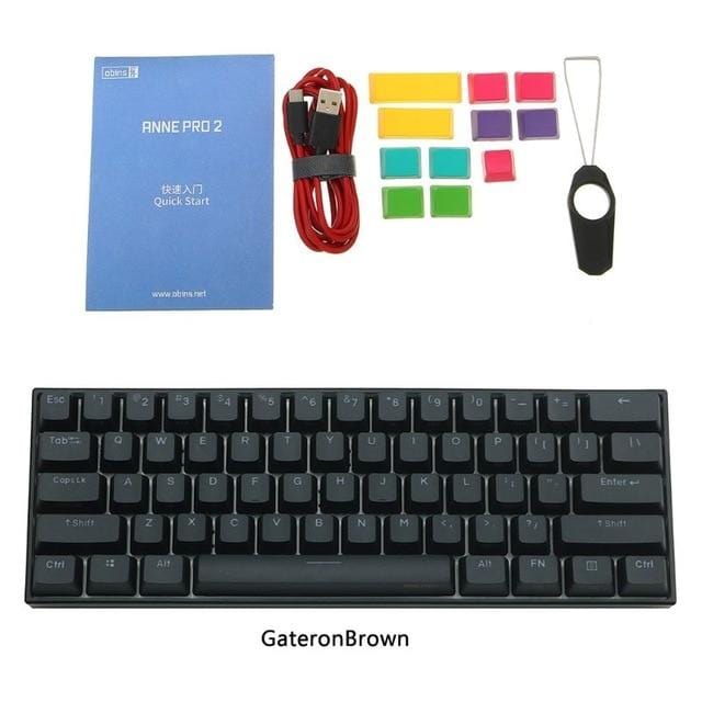 Anne Pro 2 Mechanical Keyboard 60% NKRO Bluetooth 4.0 Type-C RGB 61 Keys Mechanical Gaming Keyboard Cherry Switch Gateron Switch