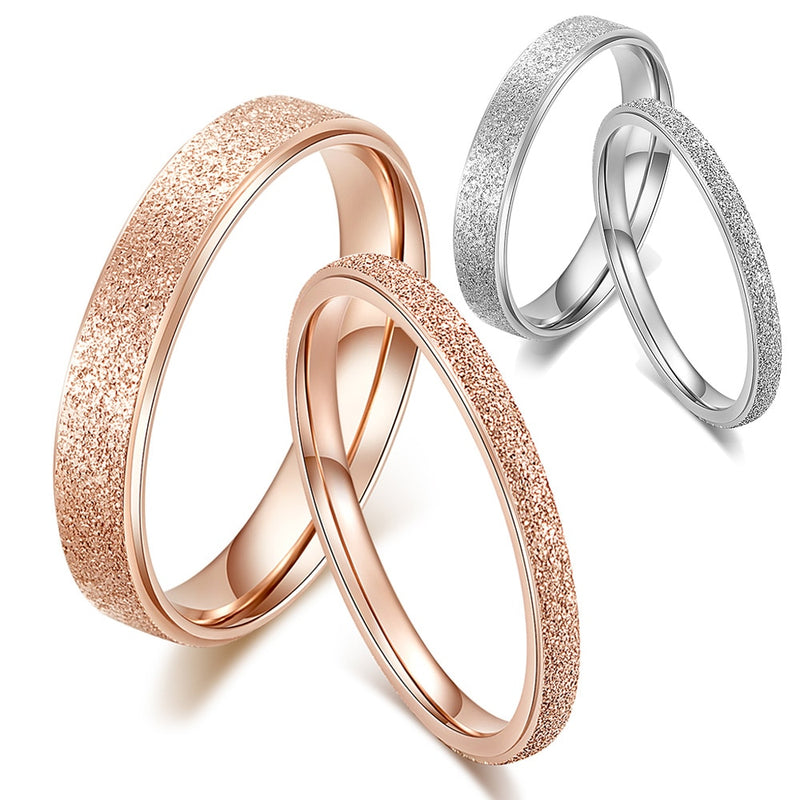 Classic Simple Matte Narrow/Wide Ring Titanium Steel for Women Trendy Tail Ring Rose Gold/Silver Color Wedding Band Jewelry Gift