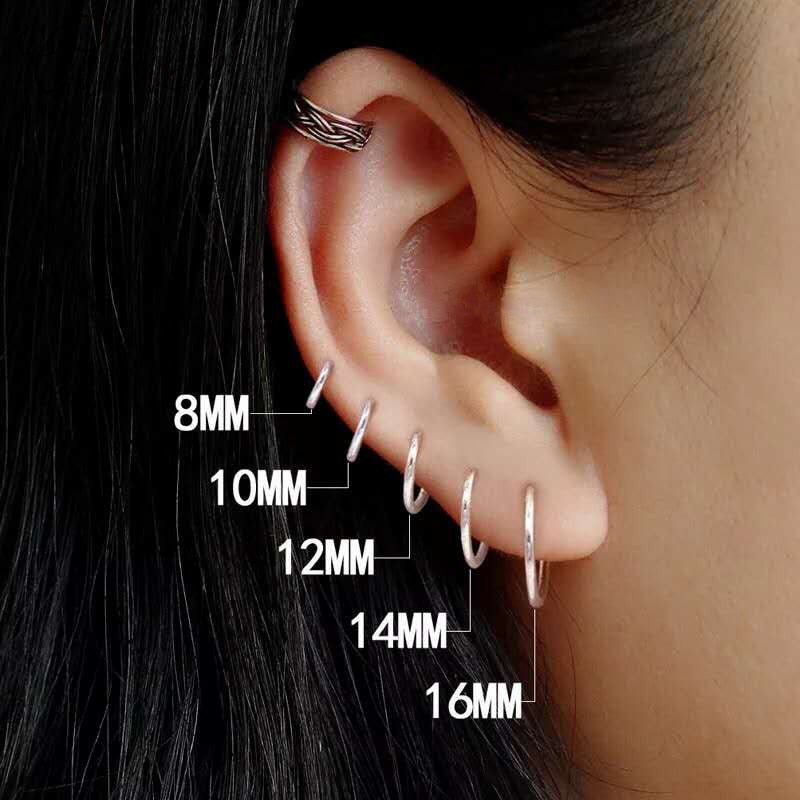 CANNER 1 Pair Small Hoop Earrings 925 Sterling Silver Circle Pendientes Hoop Earrings for Women Men AreteEarring Ear Bone Buckle