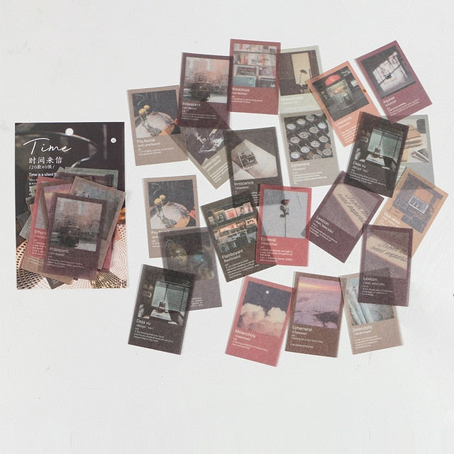 Journamm 40pcs/pack Letter of Time Poetry Washi Paper Stickers Diy Diary Deco Planner Journal Decorative Stationery Stickers