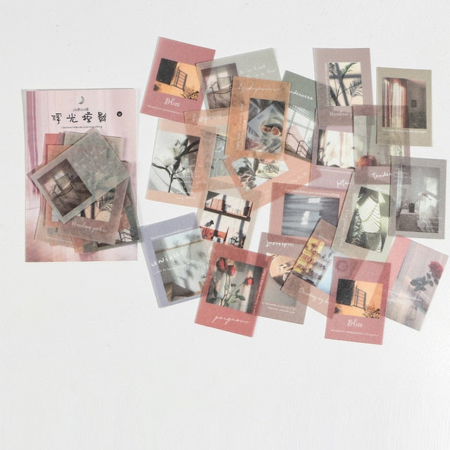 Journamm 40pcs/pack Letter of Time Poetry Washi Paper Stickers Diy Diary Deco Planner Journal Decorative Stationery Stickers