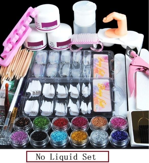 Pro Acrylic Kit Nail Manicure Set With Acrylic Liquid Nail Glitter Pow