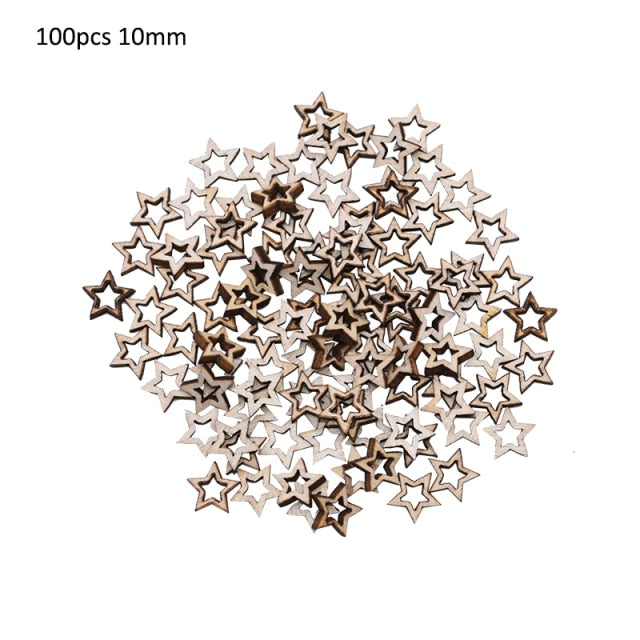 Wooden Mini Cute Love Heart/Star/Round Shape Wedding Table Scatter Decor Unfinished Wooden Crafts Wedding Ornaments