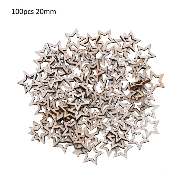 Wooden Mini Cute Love Heart/Star/Round Shape Wedding Table Scatter Decor Unfinished Wooden Crafts Wedding Ornaments