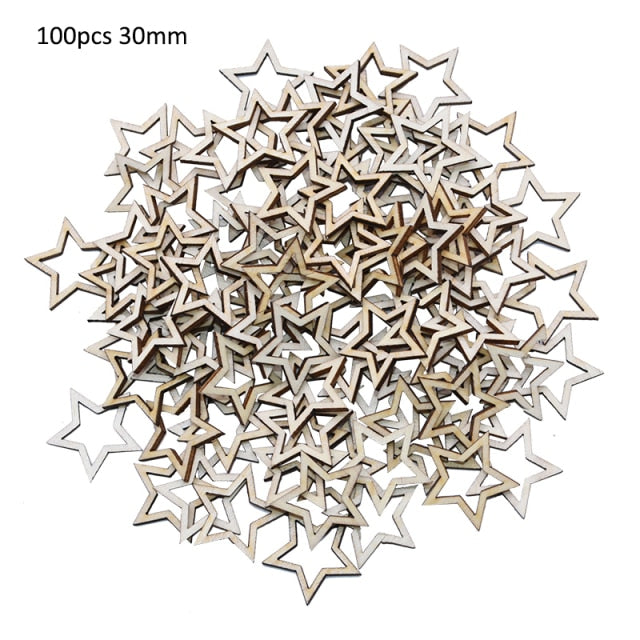 Wooden Mini Cute Love Heart/Star/Round Shape Wedding Table Scatter Decor Unfinished Wooden Crafts Wedding Ornaments