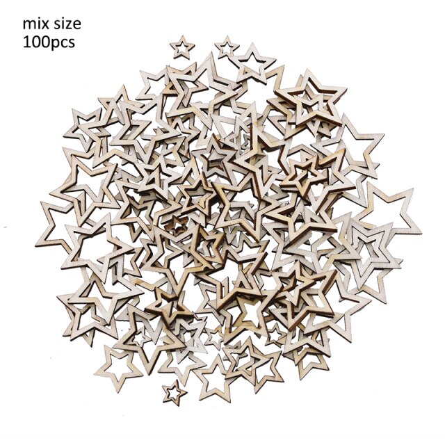 Wooden Mini Cute Love Heart/Star/Round Shape Wedding Table Scatter Decor Unfinished Wooden Crafts Wedding Ornaments