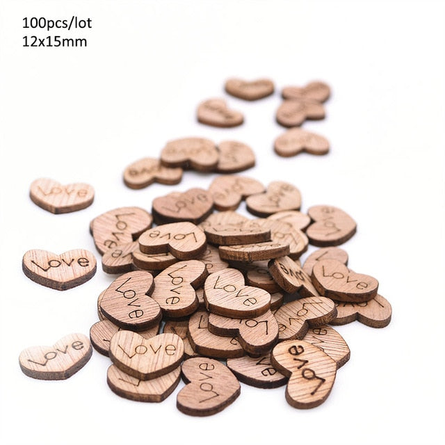 Wooden Mini Cute Love Heart/Star/Round Shape Wedding Table Scatter Decor Unfinished Wooden Crafts Wedding Ornaments