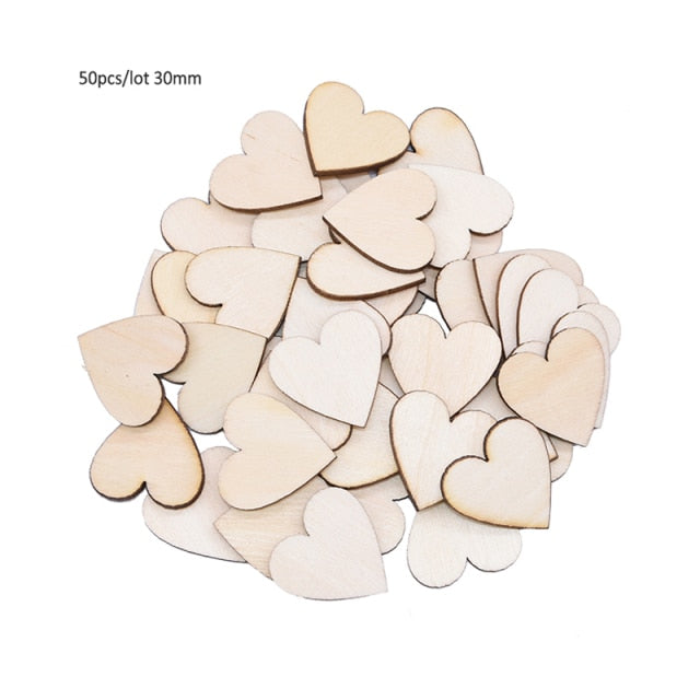 Wooden Mini Cute Love Heart/Star/Round Shape Wedding Table Scatter Decor Unfinished Wooden Crafts Wedding Ornaments