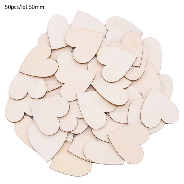 Wooden Mini Cute Love Heart/Star/Round Shape Wedding Table Scatter Decor Unfinished Wooden Crafts Wedding Ornaments