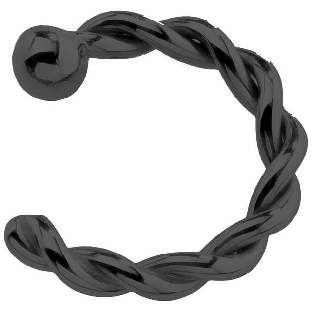 Huitan New Twist U Shape Fake Nose Ring for Women Faux Piercing Body Jewelry Personality Fake Nose Lip Rings 1 PC Nose Ring