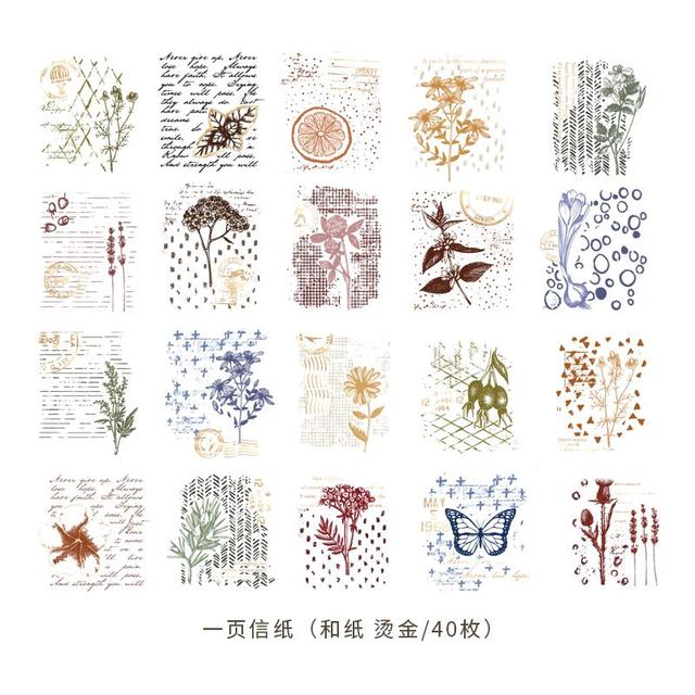 40pcs/pack Museum Series Decorative Stickers Scrapbooking Stick Label Diary Album Stationery Retro Stamp Plant Sticker
