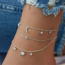 Summer Boho Butterfly Anklet For Women Gold Multilayer Crystal Ankle Bracelet Foot Chain Leg Bracelet Beach Accessories Jewelry