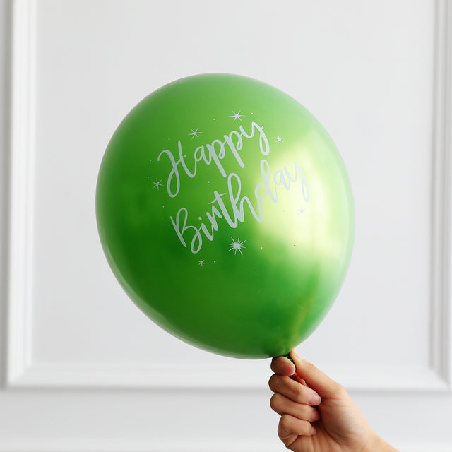 10pcs 12inch Chrome metallic latex balloons happy birthday printed pattern ballon helium metal globos birthday party decorations